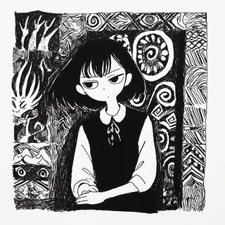 Impastopunk style, Midjourney V6.1: black-and-white manga comic strip
