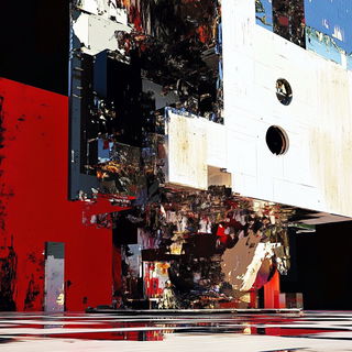 Katazome Facetwork style, Midjourney V6.1: abstract 3D render
