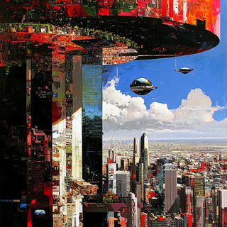 Katazome Facetwork style, Midjourney V6.1: megacity with futuristic bioarchitecture