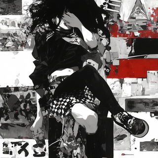 Katazome Facetwork style, Midjourney V6.1: black-and-white manga comic strip