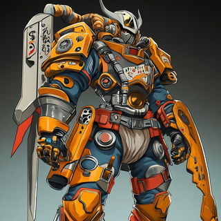 Groteskweather style, Midjourney V6.1: concept art character design of retropunk steam knight