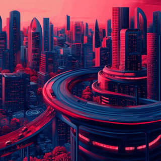 Rivercut Pageant style, Midjourney V6.1: megacity with futuristic bioarchitecture