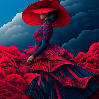 Rivercut Pageant style, Midjourney V6.1: haute-couture fashion outfit