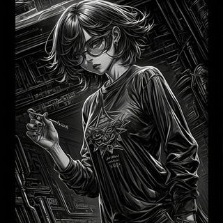 Indigo Ember Lithographia style, Midjourney V6.1: black-and-white manga comic strip