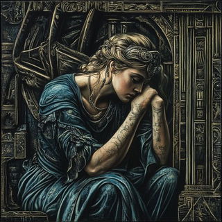 Indigo Ember Lithographia style, Midjourney V6.1: classical 18th-century oil painting