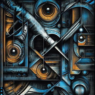 Indigo Ember Lithographia style, Midjourney V6.1: creative pattern composition