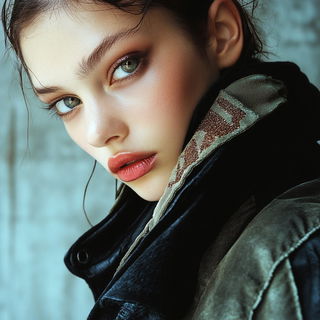 Washengrave style, Midjourney V6.1: photographic portrait of female protagonist