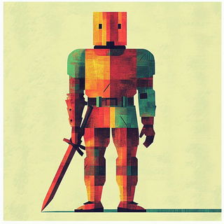 Volcanic Tessellacomic style, Midjourney V6.1: concept art character design of retropunk steam knight
