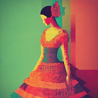 Volcanic Tessellacomic style, Midjourney V6.1: haute-couture fashion outfit