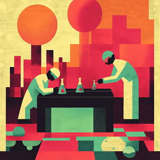 Volcanic Tessellacomic style, Midjourney V6.1: editorial illustration for popular scientific magazine cover