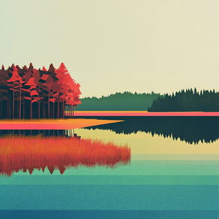 Volcanic Tessellacomic style, Midjourney V6.1: realistic landscape photograph of quiet dawn