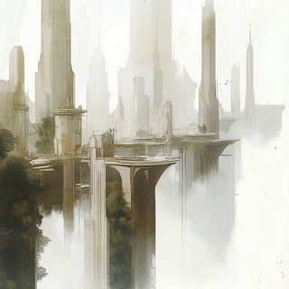 Redwing Passage style, Midjourney V6.1: megacity with futuristic bioarchitecture