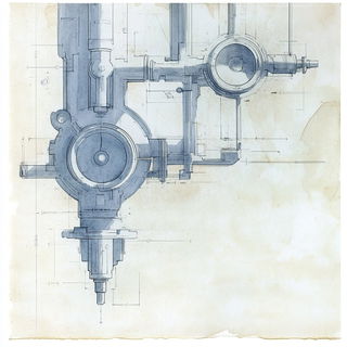 Redwing Passage style, Midjourney V6.1: technical infrastructure blueprint schematics