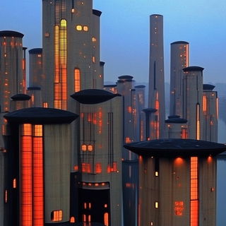 Terracefolk style, Midjourney V6.1: megacity with futuristic bioarchitecture