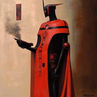 Terracefolk style, Midjourney V6.1: concept art character design of retropunk steam knight