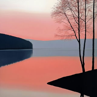 Terracefolk style, Midjourney V6.1: realistic landscape photograph of quiet dawn