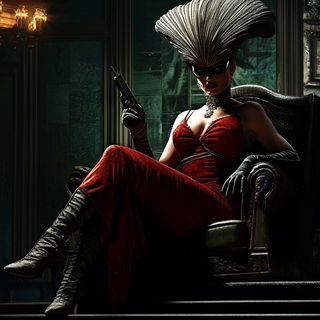 Crenellation Wash style, Midjourney V6.1: haute-couture fashion outfit