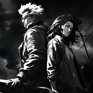 Crenellation Wash style, Midjourney V6.1: black-and-white manga comic strip
