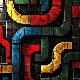 Crenellation Wash style, Midjourney V6.1: creative pattern composition