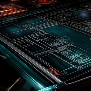 Crenellation Wash style, Midjourney V6.1: technical infrastructure blueprint schematics