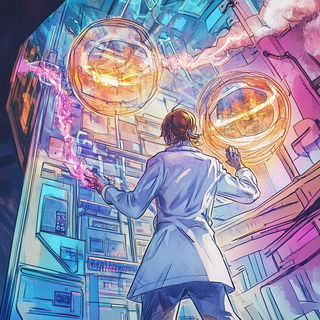 Redblue Ornamentalism style, Midjourney V6.1: editorial illustration for popular scientific magazine cover