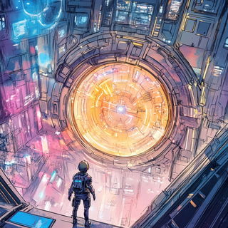 Redblue Ornamentalism style, Midjourney V6.1: cinematic shot from sci-fi movie