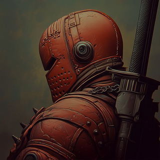 Floranthropia style, Midjourney V6.1: concept art character design of retropunk steam knight