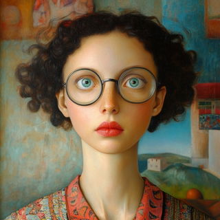 Maquettomyth style, Midjourney V6.1: photographic portrait of female protagonist