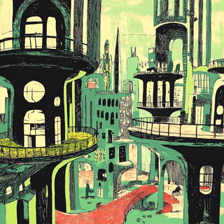 Butterfly Afterimage style, Midjourney V6.1: megacity with futuristic bioarchitecture