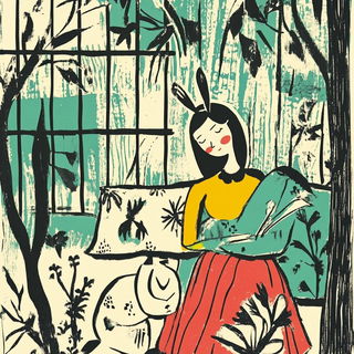 Butterfly Afterimage style, Midjourney V6.1: retro fairy-tale illustration