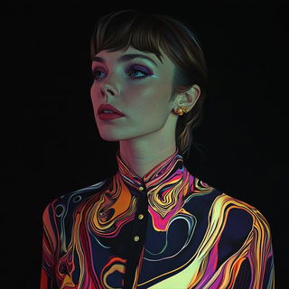 Inkband Zoology style, Midjourney V6.1: photographic portrait of female protagonist
