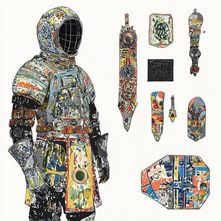 Smokeplate style, Midjourney V6.1: concept art character design of retropunk steam knight