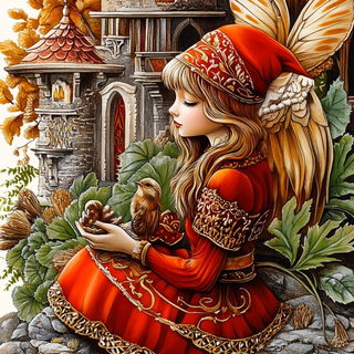 Fossil Petalism style, Midjourney V6.1: retro fairy-tale illustration