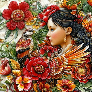 Fossil Petalism style, Midjourney V6.1: traditional folk art