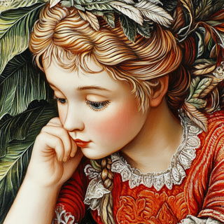 Fossil Petalism style, Midjourney V6.1: classical 18th-century oil painting