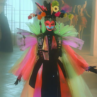 Panelstring Escarpment style, Midjourney V6.1: haute-couture fashion outfit