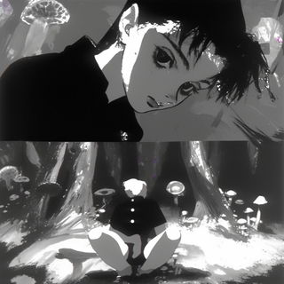 Panelstring Escarpment style, Midjourney V6.1: black-and-white manga comic strip