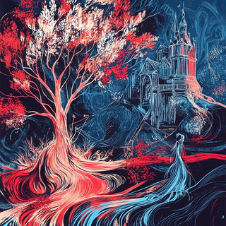 Chromabillboardism style, Midjourney V6.1: retro fairy-tale illustration