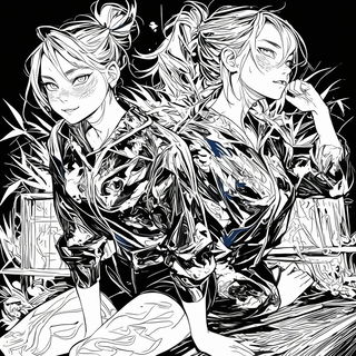 Chromabillboardism style, Midjourney V6.1: black-and-white manga comic strip