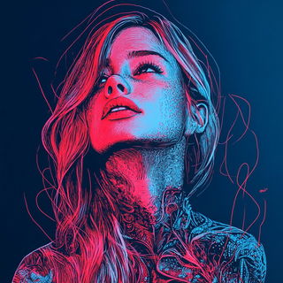 Chromabillboardism style, Midjourney V6.1: photographic portrait of female protagonist