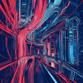Chromabillboardism style, Midjourney V6.1: technical infrastructure blueprint schematics