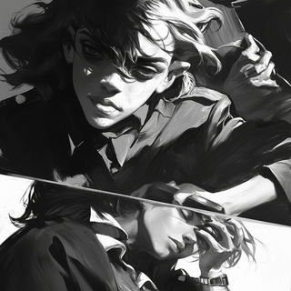 Pastel Automarble style, Midjourney V6.1: black-and-white manga comic strip