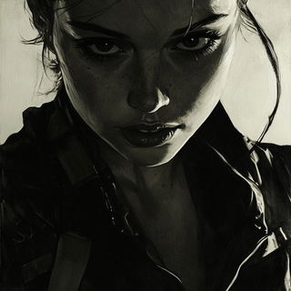 Pastel Automarble style, Midjourney V6.1: photographic portrait of female protagonist