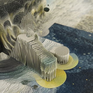 Gloamicon style, Midjourney V6.1: abstract 3D render