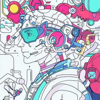 Squeegee Astralis style, Midjourney V6.1: editorial illustration for popular scientific magazine cover
