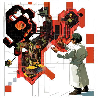 Tattlecloud style, Midjourney V6.1: editorial illustration for popular scientific magazine cover
