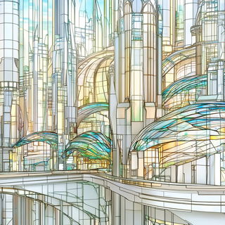 Parallax Brocade style, Midjourney V6.1: megacity with futuristic bioarchitecture
