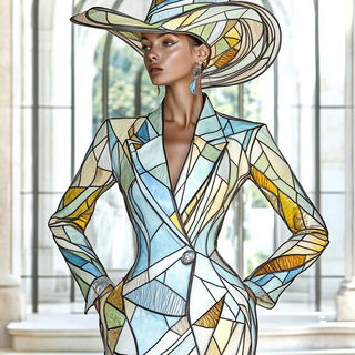 Parallax Brocade style, Midjourney V6.1: haute-couture fashion outfit