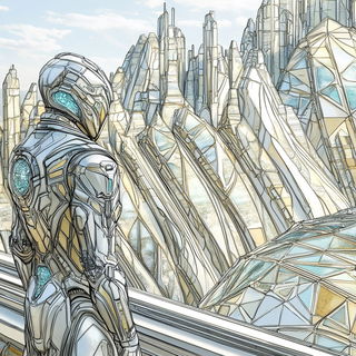Parallax Brocade style, Midjourney V6.1: cinematic shot from sci-fi movie