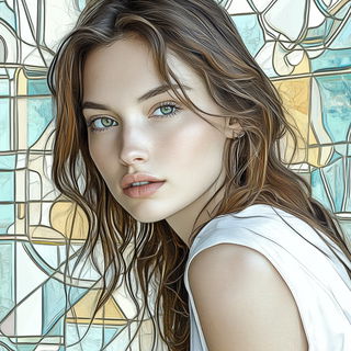 Parallax Brocade style, Midjourney V6.1: photographic portrait of female protagonist